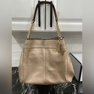 Coach Lexy Metallic Taupe Shoulder Bag